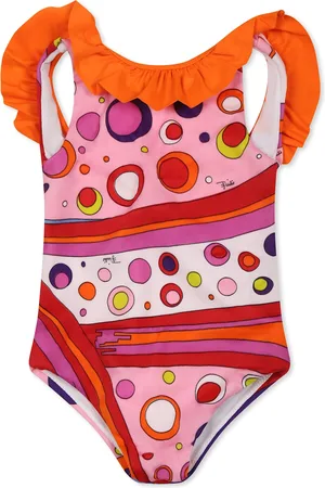 Puccini Swimsuit For Baby Girl With Marble Print