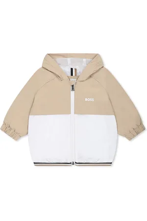 HUGO BOSS Beige Windbreaker Jacket For Baby Boy With Logo