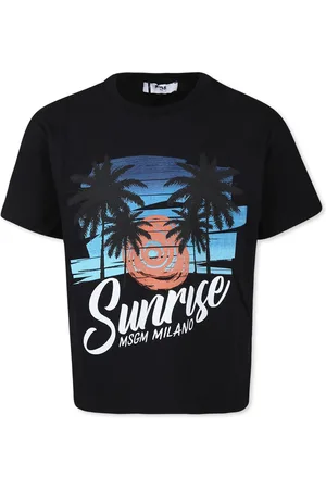 Msgm T-shirt For Kids With Palm Tree And Logo