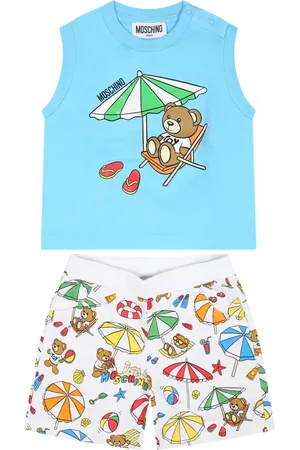 Moschino Sky Blue Sports Suit For Baby Boy With Teddy Bear