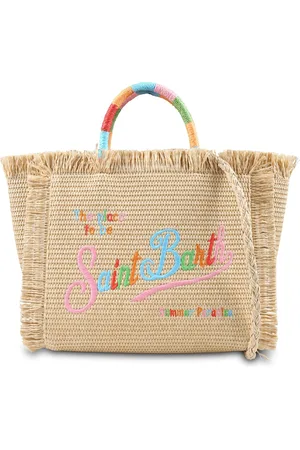 MC2 SAINT BARTH Straw Beach Bag For Girl With Logo