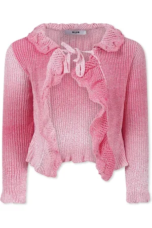 Msgm Pink Cardigan For Girl With Logo