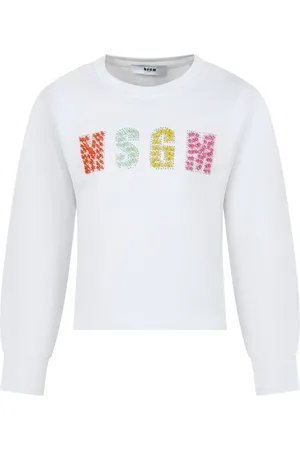 Msgm Sweatshirt For Girl With Rhinestones And Multicolor Stones