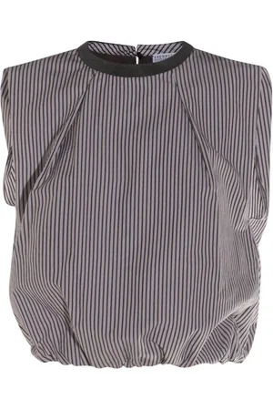 Brunello Cucinelli Multi-stripe Poplin Balloon Top