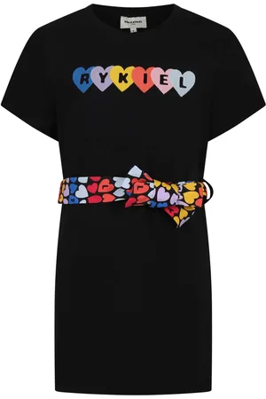 Sonia Rykiel Enfant Dress For Girl With Multicolor Belt And Logo