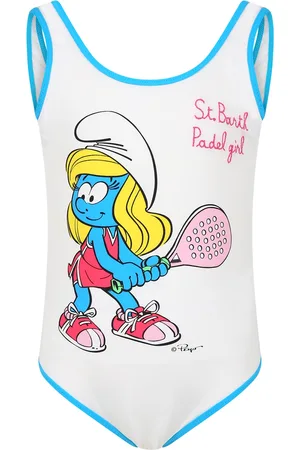MC2 SAINT BARTH Costume Bianco Per Bambina Con Puffetta E Logo