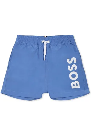 HUGO BOSS Light Blue Swim Shorts For Baby Boy With Logo