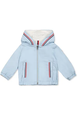 Moncler Light Blue Windbreaker Jacket For Baby Boy With Logo