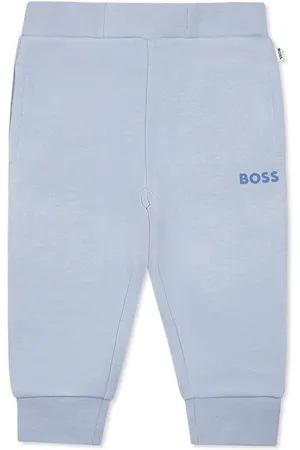 HUGO BOSS Light Blue Trousers For Baby Boy With Logo