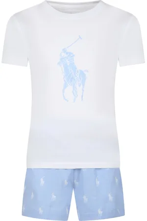 Ralph Lauren Light Blue Cotton Pajamas For Boy With Pony