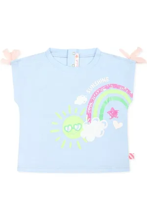 Billieblush Light Blue T-shirt For Baby Girl With Rainbow