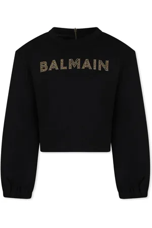 Balmain Crop Sweatshirt For Girl With Logo