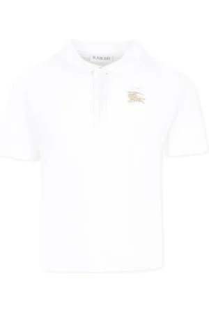 Burberry Polo Shirt For Boy With Beige Embroidered Logo