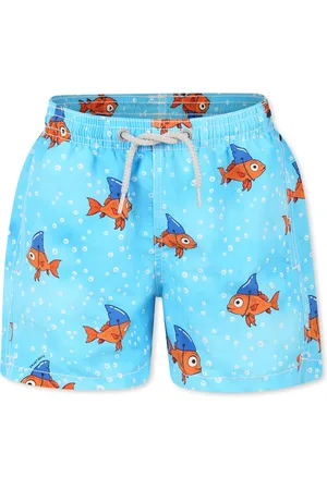 MC2 SAINT BARTH Light Blue Swim Shorts For Boy With Goldfish
