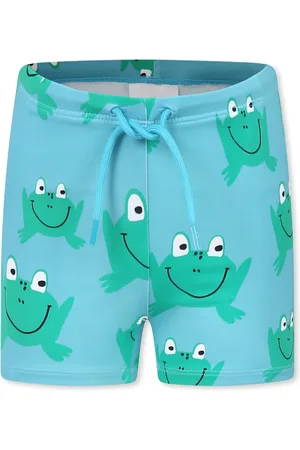 Stella McCartney Light Blue Swim Shorts For Boy With Frog