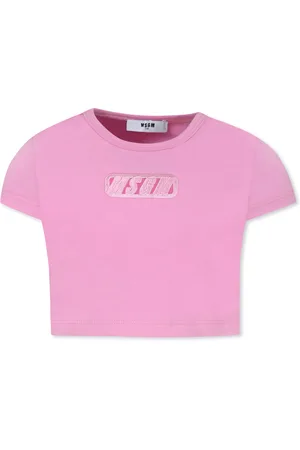 Msgm Crop T-shirt For Girl With Logo