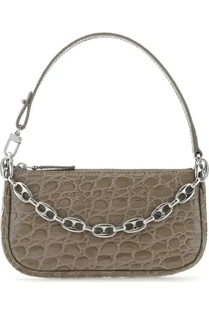 By Far Dove Grey Leather Mini Rachel Handbag