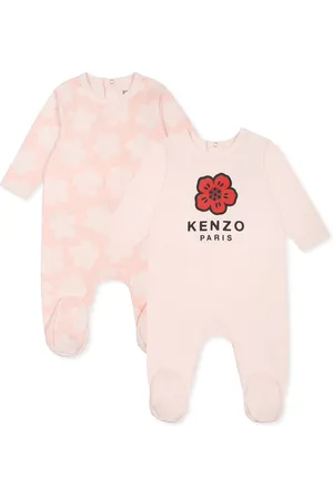 Kenzo Pink Babygrow Set For Baby Girl With Boke Flower