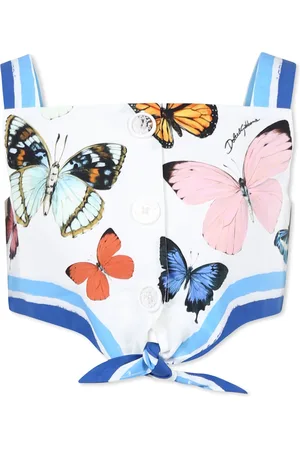 Dolce & Gabbana Crop Top For Girl With Butterflies