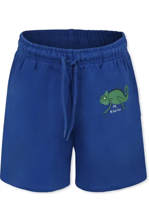 Mini Rodini Blue Shorts For Boy With Chameleon