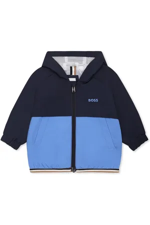 HUGO BOSS Blue Windbreaker Jacket For Baby Boy With Logo
