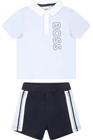 HUGO BOSS Light Blue Suit For Baby Oy With Logo