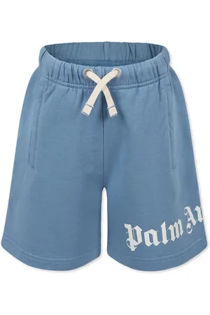 Palm Angels Light Blue Shorts For Boy With Logo