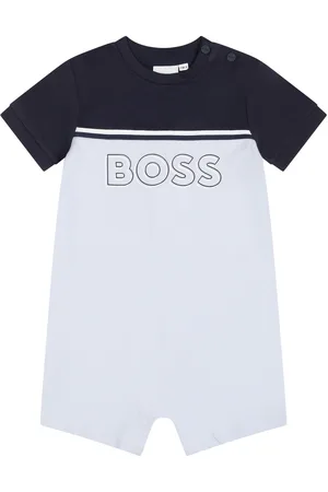 HUGO BOSS Light Blue Romper For Baby Boy Wih Logo