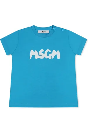 Msgm Light Blue T-shirt For Babykids With Logo