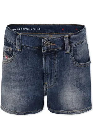 Diesel Blue Shorts For Girl With Logo Patch