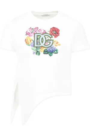 Dolce & Gabbana T-shirt For Girl With Logo And Flowers