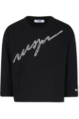 Msgm Balck T-shirt For Girl With Logo