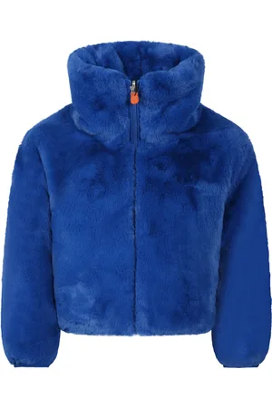 save the duck Light Blue Coat For Girl With Logo