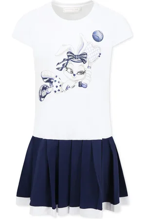 MONNALISA White Dress For Girl With Bunny