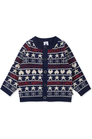 Petit Bateau Cardigan For Baby Boy With Jacqaurd Pattern