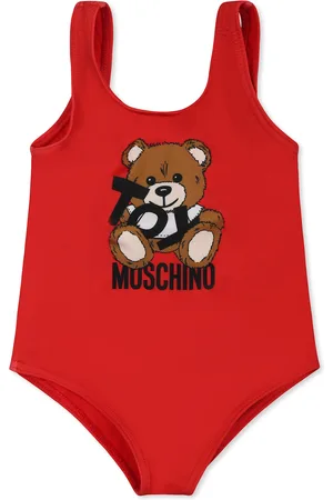 Moschino Swimsuit For Baby Girl With Teddy Bear And Black Logo