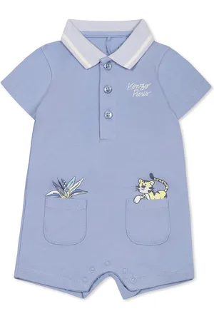 Kenzo Light Blue Romper For Baby Boy With Tiger