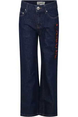 Lanvin Light-blue Jeans For Boy With Embroidered Logo
