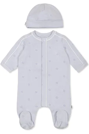 HUGO BOSS Light Blue Babygrow Set For Baby Boy With Logo