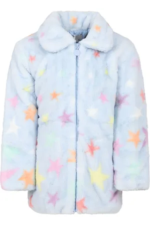 Stella McCartney Light Blue Coat For Girl With Stars