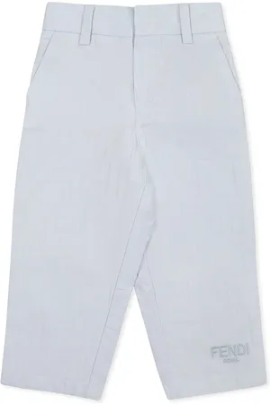 Fendi Light Blue Trousers For Baby Boy With Ff