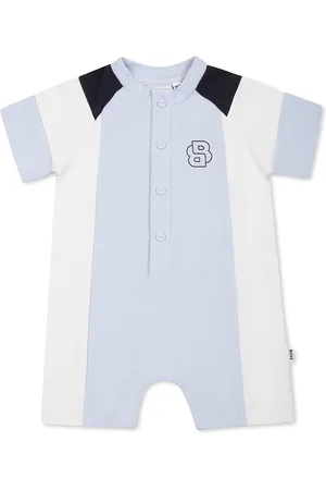 HUGO BOSS Light Blue Romper For Baby Boy With Logo