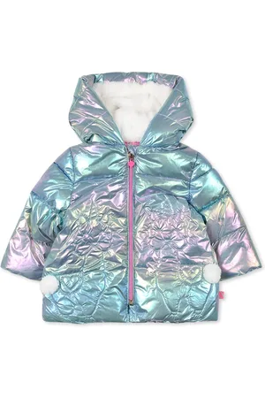 Billieblush Multicolour Down Jacket For Baby Girl With Pom Poms