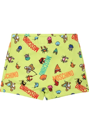 Moschino Swim Shorts For Baby Boy With Marine Animals And Logo
