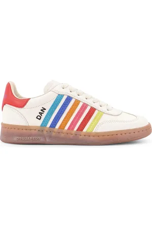 Dsquared2 Boxer Summer Lovers Leather Sneakers With Multicolor Stripes