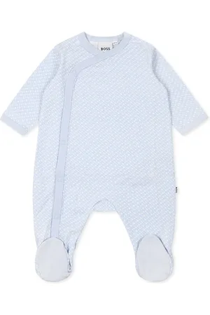 HUGO BOSS Light Blue Babygrow For Baby Boy With Monogram