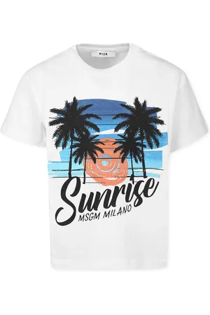 Msgm T-shirt For Kids With Palm Tree And Logo