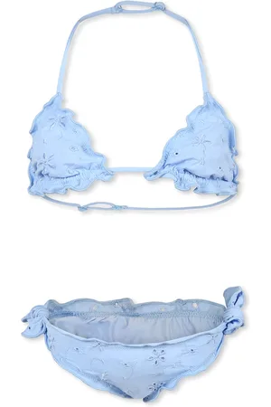 MC2 SAINT BARTH Light Blue Bikini For Girl With Flowers