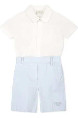 Fendi Light Blue Suit For Baby Boy With Ff