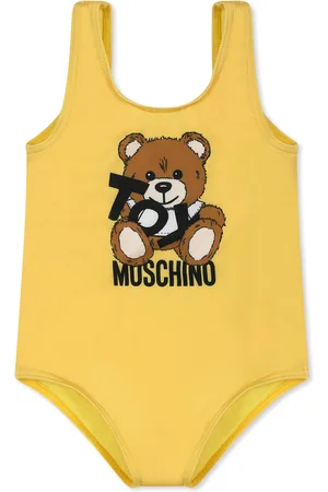 Moschino Swimsuit For Baby Girl With Teddy Bear And Black Logo